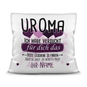 Du suchst das beste Geschenk für Uroma? Dann ist dieses personalisierte Namenskissen genau richtig. Ergänze das Kissen mit dem Namen des Urenkels...