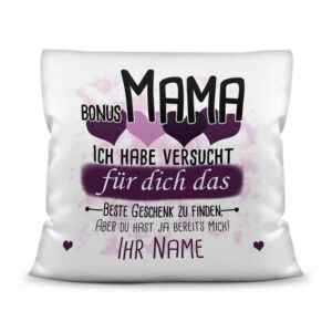 Du suchst das beste Geschenk für die Bonusmama? Dann ist dieses personalisierte Namenskissen genau richtig. Ergänze das Kissen mit dem Namen des...