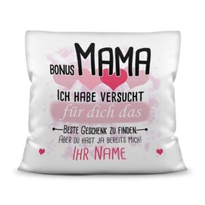 Du suchst das beste Geschenk für die Bonusmama? Dann ist dieses personalisierte Namenskissen genau richtig. Ergänze das Kissen mit dem Namen des...