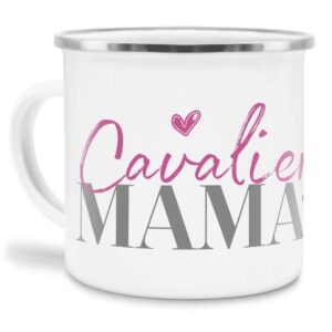 Liebevoll gestaltete Emaille-Tasse mit Hunderassen Mama - Cavalier - Diese neue Lieblingstasse ist das perfekte Geschenk für Hundebesitzer und...