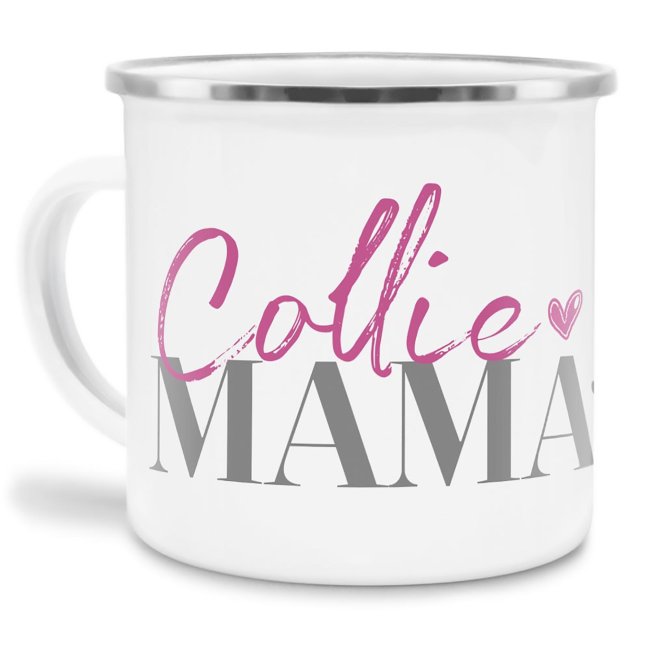 Liebevoll gestaltete Emaille-Tasse mit Hunderassen Mama - Collie - Diese neue Lieblingstasse ist das perfekte Geschenk für Hundebesitzer und...