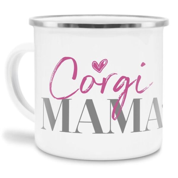 Liebevoll gestaltete Emaille-Tasse mit Hunderassen Mama - Corgi - Diese neue Lieblingstasse ist das perfekte Geschenk für Hundebesitzer und...