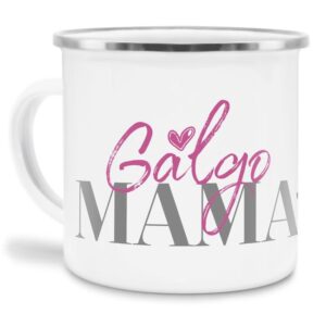 Liebevoll gestaltete Emaille-Tasse mit Hunderassen Mama - Galgo - Diese neue Lieblingstasse ist das perfekte Geschenk für Hundebesitzer und...