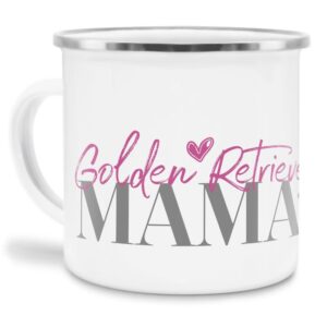 Liebevoll gestaltete Emaille-Tasse mit Hunderassen Mama - GoldenRetriever - Diese neue Lieblingstasse ist das perfekte Geschenk für Hundebesitzer...