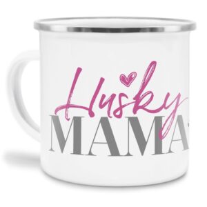 Liebevoll gestaltete Emaille-Tasse mit Hunderassen Mama - Husky - Diese neue Lieblingstasse ist das perfekte Geschenk für Hundebesitzer und...