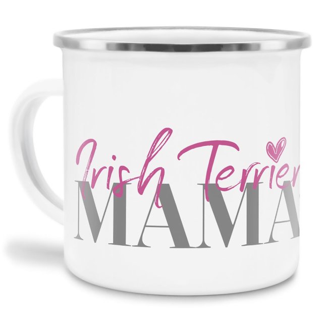 Liebevoll gestaltete Emaille-Tasse mit Hunderassen Mama - IrishTerrier - Diese neue Lieblingstasse ist das perfekte Geschenk für Hundebesitzer und...