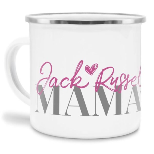 Liebevoll gestaltete Emaille-Tasse mit Hunderassen Mama - JackRussel - Diese neue Lieblingstasse ist das perfekte Geschenk für Hundebesitzer und...