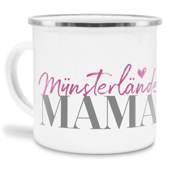 Liebevoll gestaltete Emaille-Tasse mit Hunderassen Mama - Münsterländer - Diese neue Lieblingstasse ist das perfekte Geschenk für Hundebesitzer und...