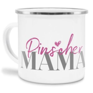 Liebevoll gestaltete Emaille-Tasse mit Hunderassen Mama - Pinscher - Diese neue Lieblingstasse ist das perfekte Geschenk für Hundebesitzer und...