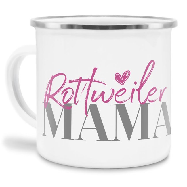 Liebevoll gestaltete Emaille-Tasse mit Hunderassen Mama - Rottweiler - Diese neue Lieblingstasse ist das perfekte Geschenk für Hundebesitzer und...