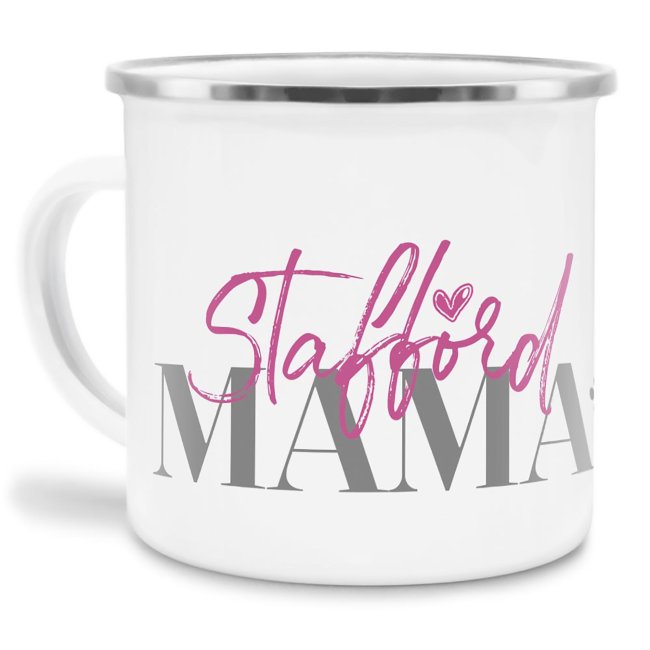 Liebevoll gestaltete Emaille-Tasse mit Hunderassen Mama - Stafford - Diese neue Lieblingstasse ist das perfekte Geschenk für Hundebesitzer und...