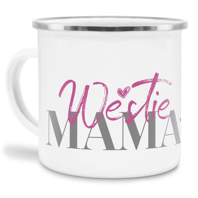 Liebevoll gestaltete Emaille-Tasse mit Hunderassen Mama - Westie - Diese neue Lieblingstasse ist das perfekte Geschenk für Hundebesitzer und...