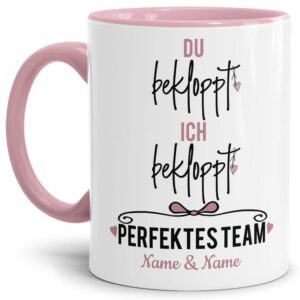 Witzige Spruchtasse für Pärchen personalisierbar mit Euren Namen Ich bekloppt