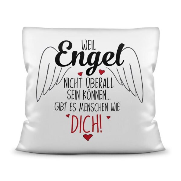 Schönes Spruchkissen für die liebsten Freunde und die Familie als besondere Geschenkidee zum Danke sagen - Weil Engel nicht überall sein können