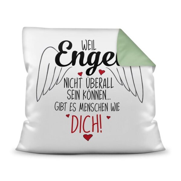 Schönes Spruchkissen für die liebsten Freunde und die Familie als besondere Geschenkidee zum Danke sagen - Weil Engel nicht überall sein können