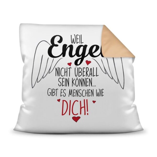 Schönes Spruchkissen für die liebsten Freunde und die Familie als besondere Geschenkidee zum Danke sagen - Weil Engel nicht überall sein können