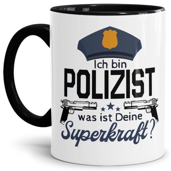 Polizei Tasse bedruckt mit lustigem Spruch - Ich bin Polizist - was ist deine Superkraft? - das besondere Geschenk für eine Polizistin oder einen...