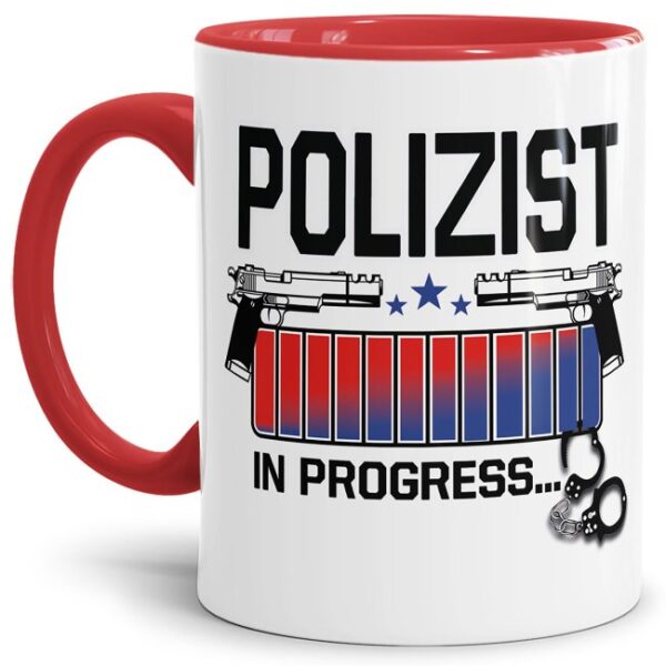 Polizei Tasse bedruckt mit lustigem Spruch - Polizist in Progress - das besondere Geschenk für eine Polizistin oder einen Polizist im...