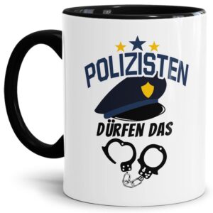 Polizei Tasse bedruckt mit lustigem Spruch - Polizisten dürfen das - das besondere Geschenk für eine Polizistin oder einen Polizist im...