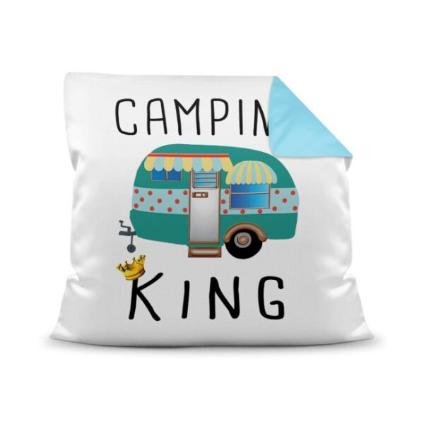 Besonderes Camping-Kissen mit passendem Spruch - Camping King - für fröhliche Camper! Dieses Kissen ist eine ganz besondere Deko fürs Campingmobil...