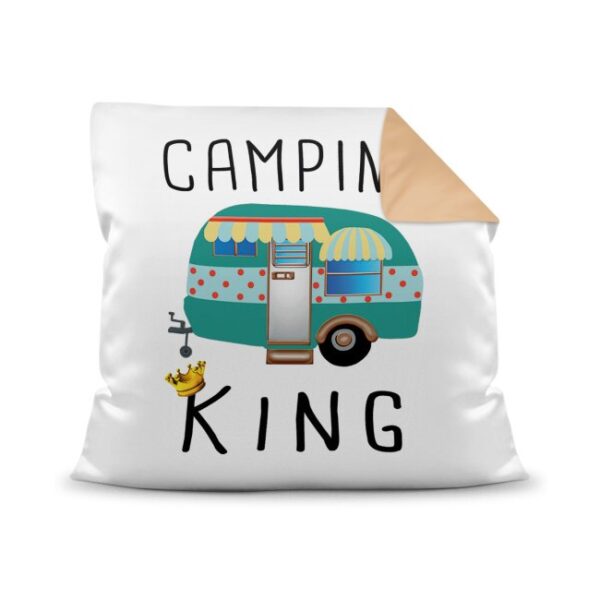 Besonderes Camping-Kissen mit passendem Spruch - Camping King - für fröhliche Camper! Dieses Kissen ist eine ganz besondere Deko fürs Campingmobil...