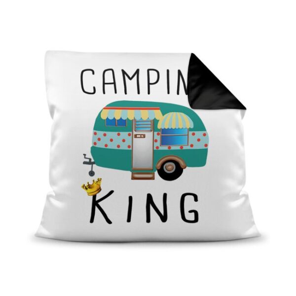 Besonderes Camping-Kissen mit passendem Spruch - Camping King - für fröhliche Camper! Dieses Kissen ist eine ganz besondere Deko fürs Campingmobil...