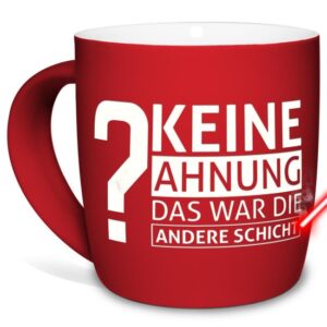 Rote Tasse graviert mit lustigem Spruch - Keine Ahnung