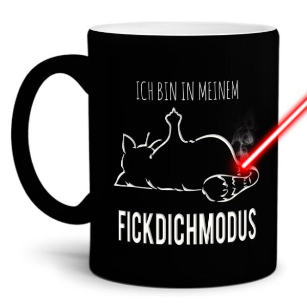 Gravierte Tasse mit Spruch - Fick dich Modus - Lasergravur mit einzigartigem 3-D-Effekt - eine lustige Bürotasse für den Schreibtisch