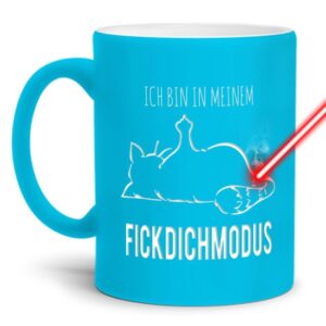 Gravierte Tasse mit Spruch - Fick dich Modus - Lasergravur mit einzigartigem 3-D-Effekt - eine lustige Bürotasse für den Schreibtisch