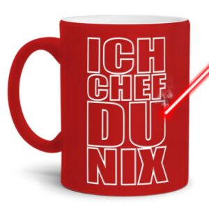 Gravierte Tasse mit Spruch - Ich Chef Du Nix - Lasergravur mit einzigartigem 3-D-Effekt - eine lustige Bürotasse für den Schreibtisch