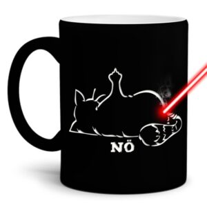 Gravierte Tasse mit Spruch - Nö Katze zeigt Mittelfinger - Lasergravur mit einzigartigem 3-D-Effekt - eine lustige Bürotasse für den Schreibtisch