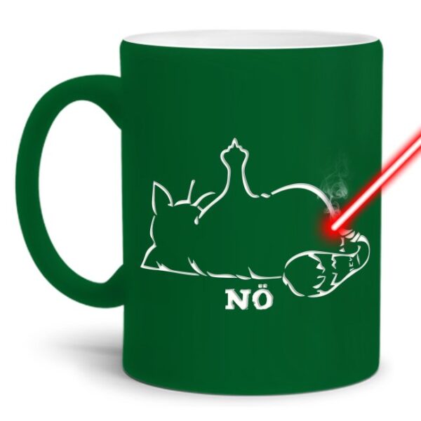 Gravierte Tasse mit Spruch - Nö Katze zeigt Mittelfinger - Lasergravur mit einzigartigem 3-D-Effekt - eine lustige Bürotasse für den Schreibtisch