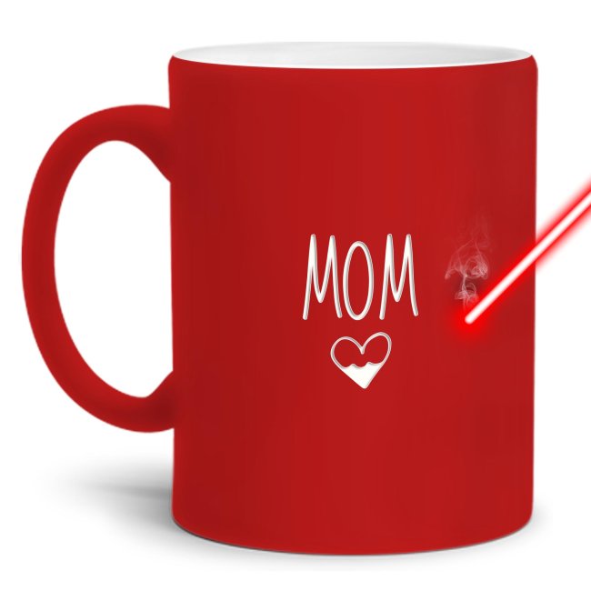 Gravierte Tasse mit Spruch - Mom - Lasergravur mit einzigartigem 3-D-Effekt - eine schöne Mama-Tasse für Mamas Büro oder zu Hause aus hochwertiger...