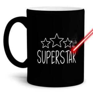 Gravierte Tasse mit Spruch - Superstar - Lasergravur mit einzigartigem 3-D-Effekt - eine lustige Bürotasse für den Schreibtisch