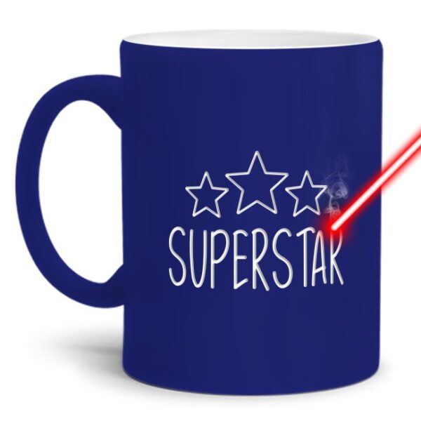 Gravierte Tasse mit Spruch - Superstar - Lasergravur mit einzigartigem 3-D-Effekt - eine lustige Bürotasse für den Schreibtisch