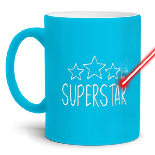 Gravierte Tasse mit Spruch - Superstar - Lasergravur mit einzigartigem 3-D-Effekt - eine lustige Bürotasse für den Schreibtisch