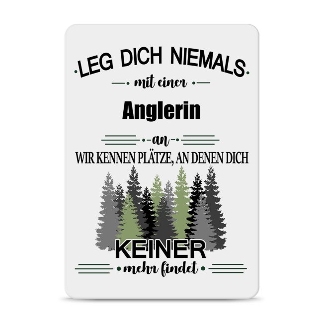 Originelles und lustiges Berufe-Blechschild für die coolste Anglerin. Das perfekte Geschenk für Kolleginnen und Freunde