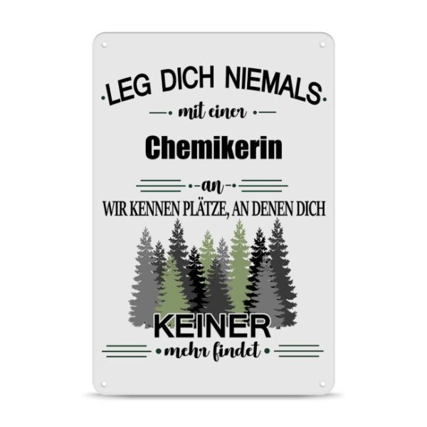 Originelles und lustiges Berufe-Blechschild für die coolste Chemikerin. Das perfekte Geschenk für Kolleginnen und Freunde