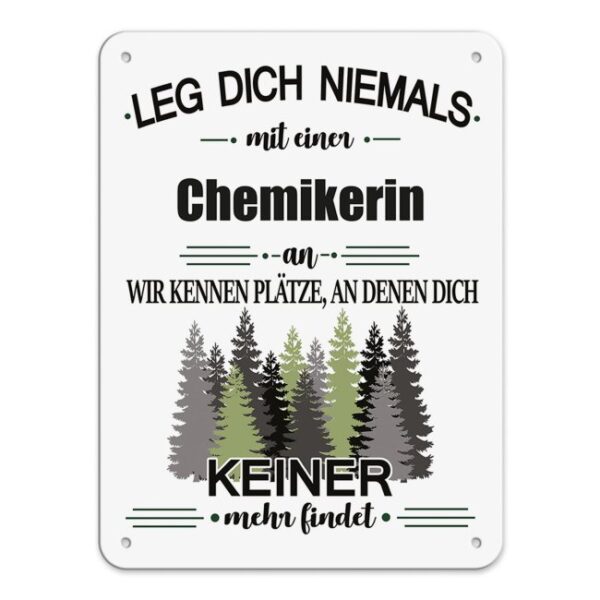 Originelles und lustiges Berufe-Blechschild für die coolste Chemikerin. Das perfekte Geschenk für Kolleginnen und Freunde