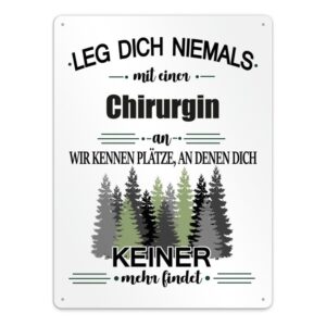 Originelles und lustiges Berufe-Blechschild für die coolste Chirurgin. Das perfekte Geschenk für Kolleginnen und Freunde