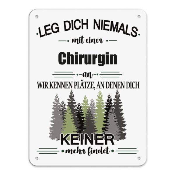 Originelles und lustiges Berufe-Blechschild für die coolste Chirurgin. Das perfekte Geschenk für Kolleginnen und Freunde