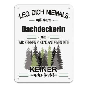 Originelles und lustiges Berufe-Blechschild für die coolste Dachdeckerin. Das perfekte Geschenk für Kolleginnen und Freunde