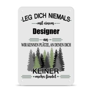 Originelles und lustiges Berufe-Blechschild für den coolsten Designer. Das perfekte Geschenk für Kollegen und Freunde