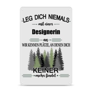 Originelles und lustiges Berufe-Blechschild für die coolste Designerin. Das perfekte Geschenk für Kolleginnen und Freunde