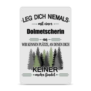 Originelles und lustiges Berufe-Blechschild für die coolste Dolmetscherin. Das perfekte Geschenk für Kolleginnen und Freunde