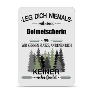 Originelles und lustiges Berufe-Blechschild für die coolste Dolmetscherin. Das perfekte Geschenk für Kolleginnen und Freunde