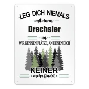 Originelles und lustiges Berufe-Blechschild für den coolsten Drechsler. Das perfekte Geschenk für Kollegen und Freunde