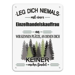 Originelles und lustiges Berufe-Blechschild für die coolste Einzelhandelskauffrau. Das perfekte Geschenk für Kolleginnen und Freunde