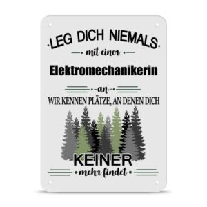 Originelles und lustiges Berufe-Blechschild für die coolste Elektromechanikerin. Das perfekte Geschenk für Kolleginnen und Freunde