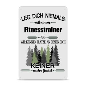 Originelles und lustiges Berufe-Blechschild für den coolsten Fitnesstrainer. Das perfekte Geschenk für Kollegen und Freunde